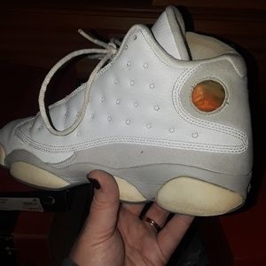 White and light blue 13 Jordan's